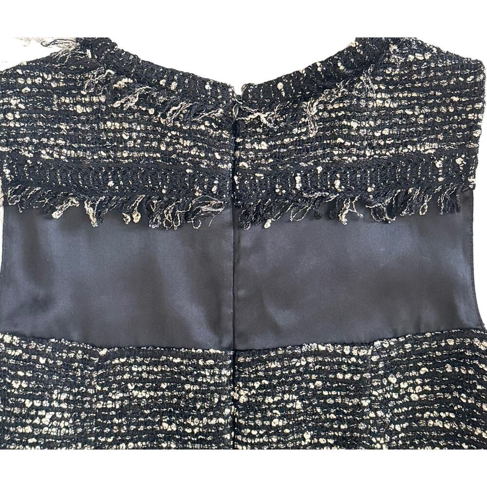 St. John Couture Black Gold Metallic Silk Wool Boucle Tweed Dress 4 Old Money - Picture 10 of 11